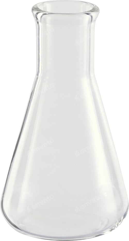 Preview: Empty laboratory flask on white background