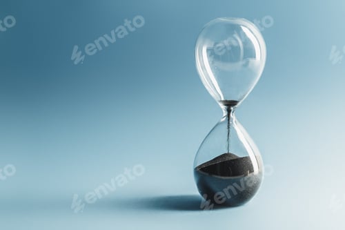 Preview: Hourglass on blue background