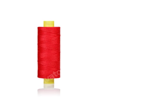 Preview: skein of thread red colors macro on a white background