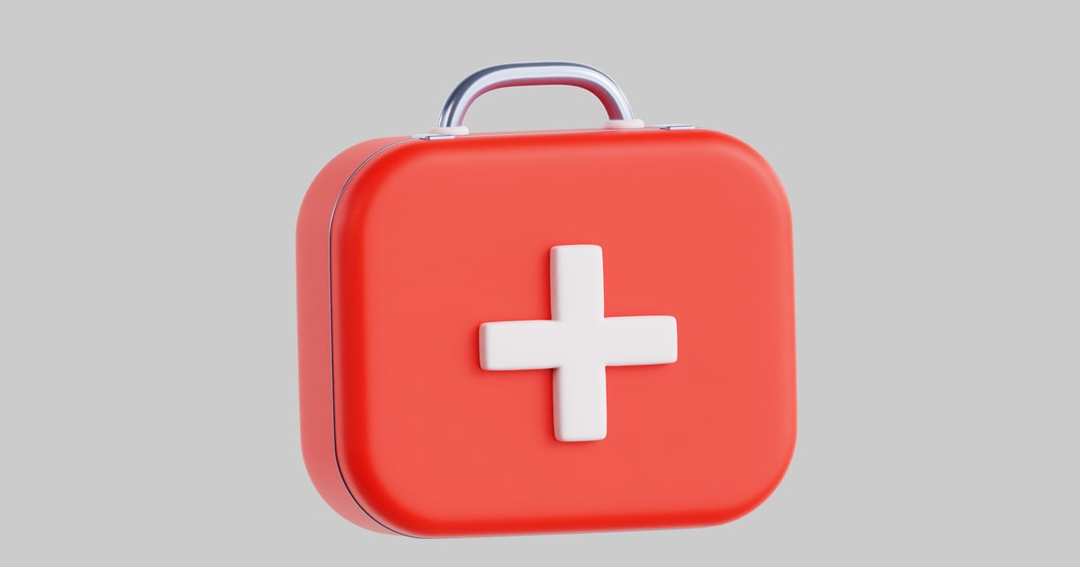 Rectangular first aid kit with handle and white cross 3D, Incl. box ...