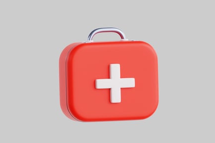 Rectangular first aid kit with handle and white cross