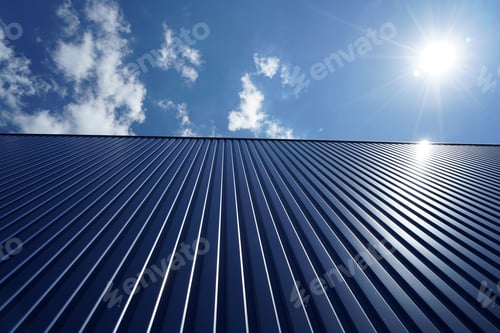 Preview: Low angle shot of a metal roof of a building on a sunny day
