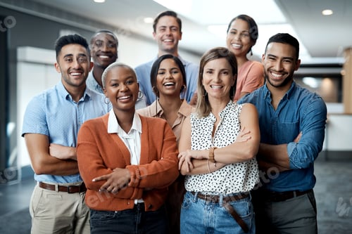 Preview: Portrait of a group of confident young businesspeople working together in a modern office