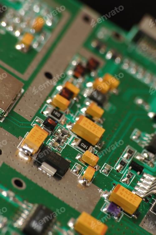 Preview: Green circuit board with a microchip