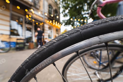 Preview: Bike Wheels close up on the street
