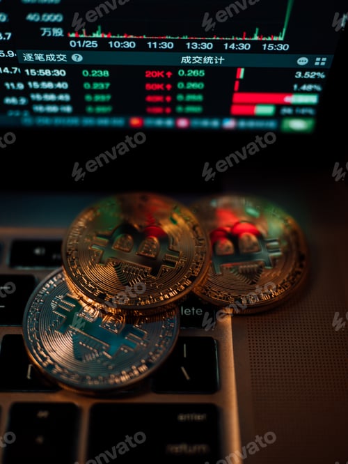 Preview: cryptocurrency and stock market business concept