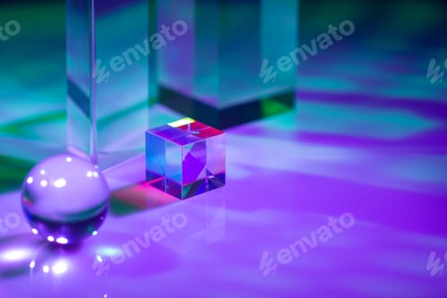 Preview: Glass crystal prism. Multicolor light effect