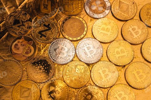 Preview: gold bitcoin and crypto coin background