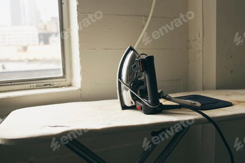 Preview: Iron and ironing board in fashion studio