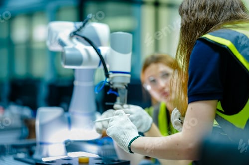 Preview: engineering students in a high-tech university lab collaborate on a robotics
