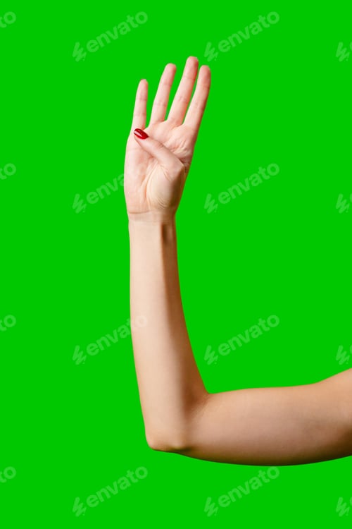 Preview: Womans Arm Hand Sign Raised in the Air