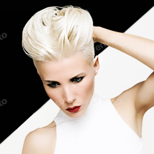 Preview: Sensual portrait blonde girl with fashionable hairstyle