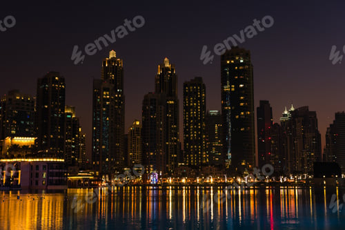 Preview: Night cityscape of Dubai city, United Arab Emirates