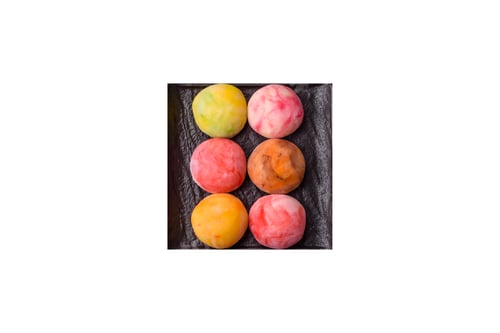 Preview: Colorful Mochi Ice Cream Desserts On A Black Plate