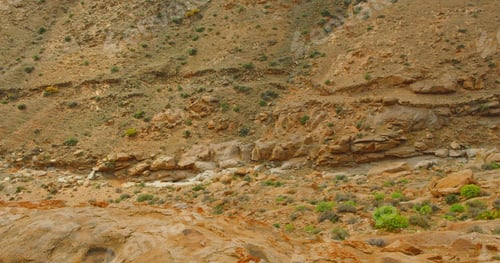 Preview: High quality footage of a valley and gorge in Fuerteventura at sunset. Desert canyon in 4k scenic