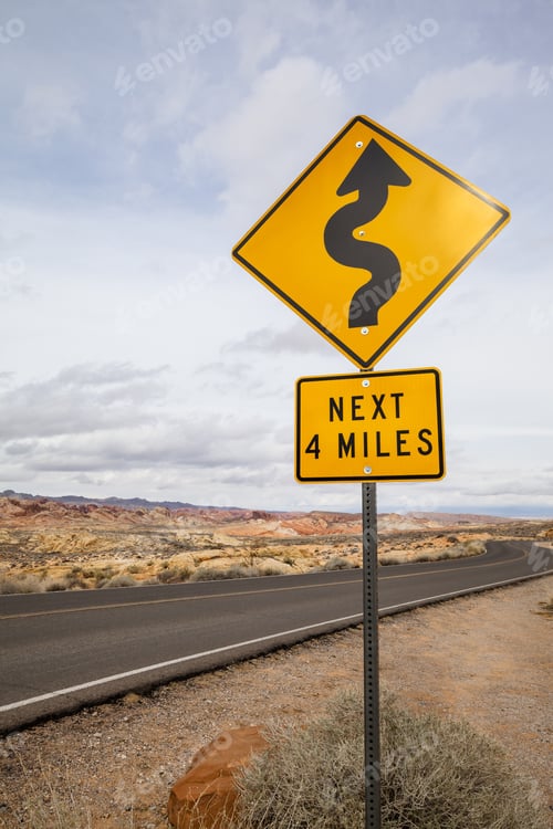 Preview: Road sign on free way at Nevada, USA