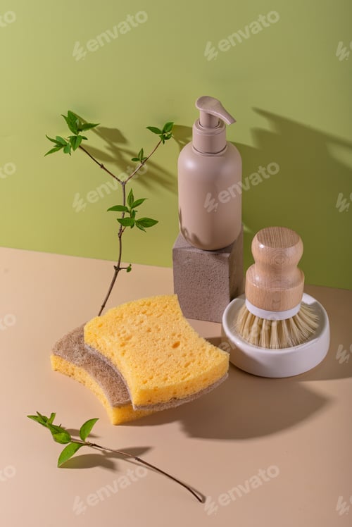 Preview: Eco cleaning with sponges, sustainable concept
