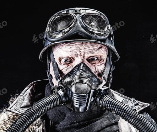 Preview: Futuristic nazi soldier studio shot