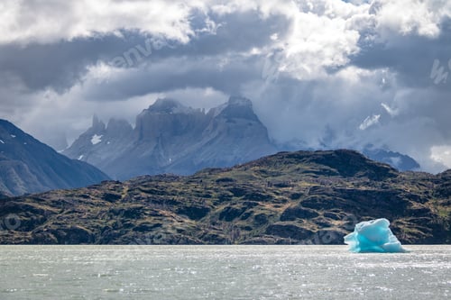 Preview: Iceberg floating on Grey Lake of Torres del Paine National Park - Patagonia, Chile