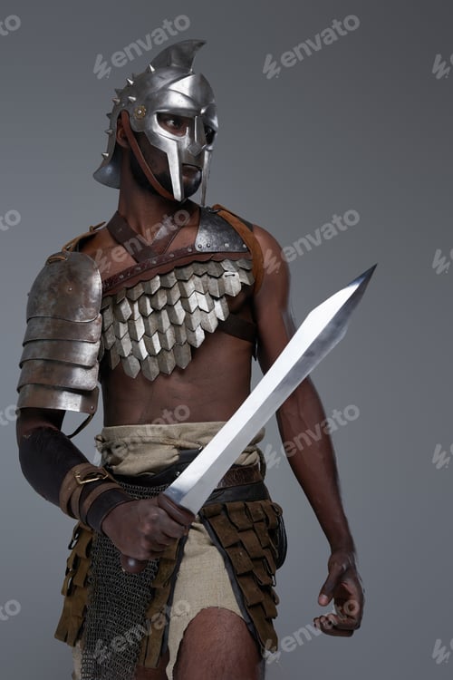 Preview: African gladiator of ancient rome wielding short sword