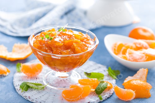 Preview: Tasty mandarin orange jam. Tangerine confiture, marmelade.