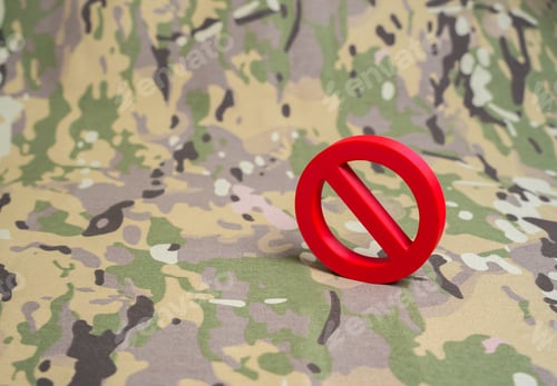 Preview: A prohibition sign on a military background. Rules and prohibitions in the army.