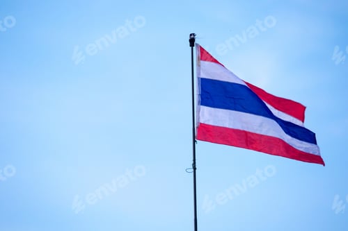 Preview: Thailand flag and bright sky background