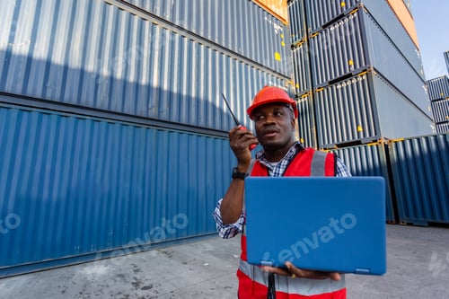 Preview: Black male african american engineering in uniform holding