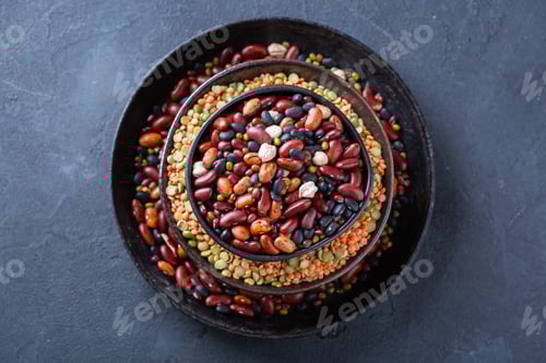 Preview: Variety of legumes, lentils, beans, plant based vegan protein source