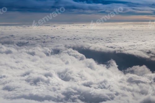 Preview: Cloudy sky with horizon, aerial photography.