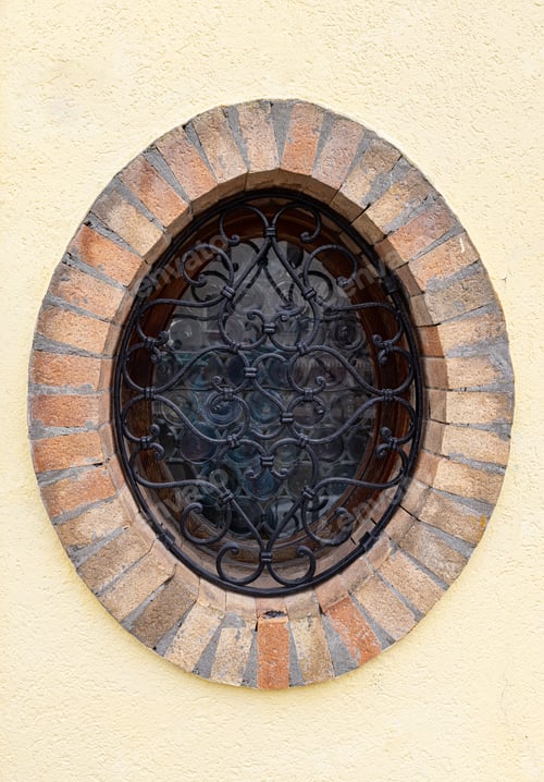 Preview: Round window with stained glass