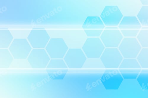 Preview: Abstract technological background consisting of a set of hexagons and other geometric shapes in blue