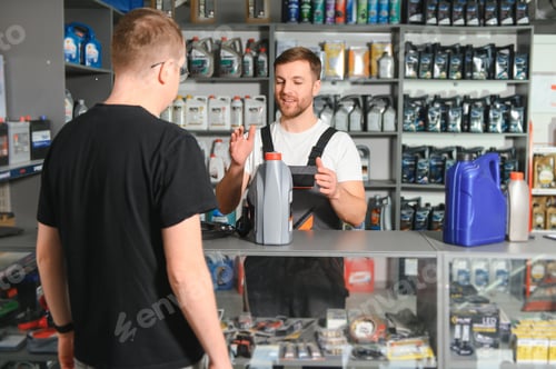 Preview: The seller selects new car repair parts for the client