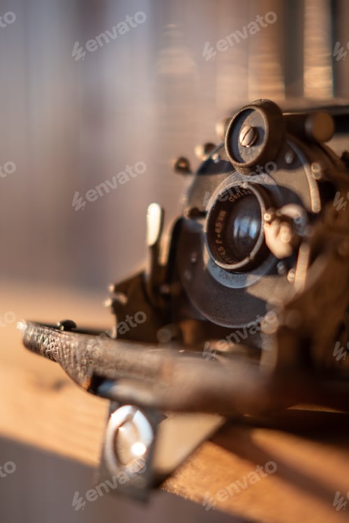 Preview: Old photography bellows camera vintage lens