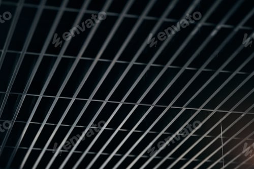 Preview: Office grille ceiling. Modern black metal grille ceiling, suspended covering