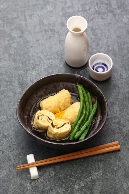 Preview: Yuba maki, tofu skin dish, Japanese vegetarian food