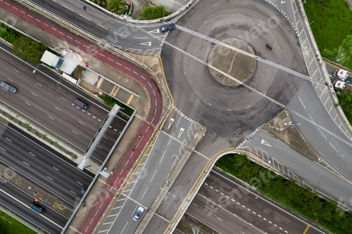 Preview: Sha Tin, Hong Kong 17 March 2019: Top view of the traffic in Hong Kong