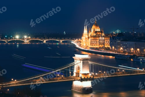 Preview: Budapest photographed from above at night, lean time exposure