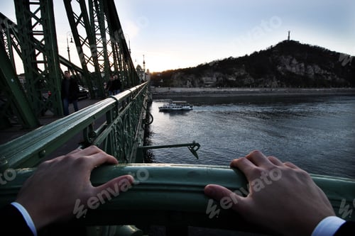 Preview: Bridge Walk During Sunset Over River in Budapest