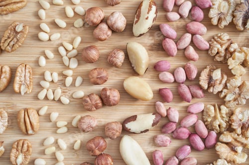 Preview: Different nuts. Home kitchen. Protein and fat food
