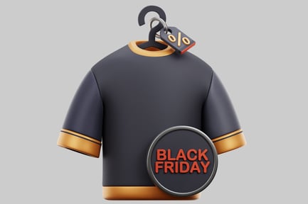 Preview: Black Friday t-shirt with yellow accents.