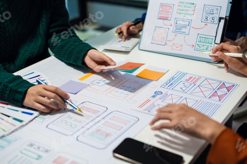 Preview: ui designer brainstorming about mobile app interface wireframe design
