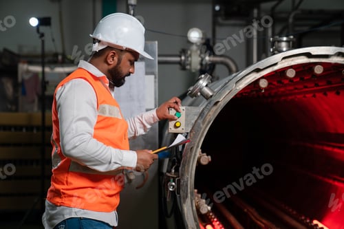 Preview: Engineer Electrical Mechanical using digital tablet at factory.
