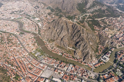 Preview: Old Ottoman houses view by the Yesilirmak River in Amasya City