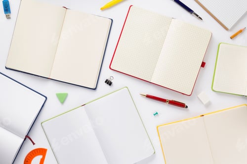 Preview: school accessories and notebook or book