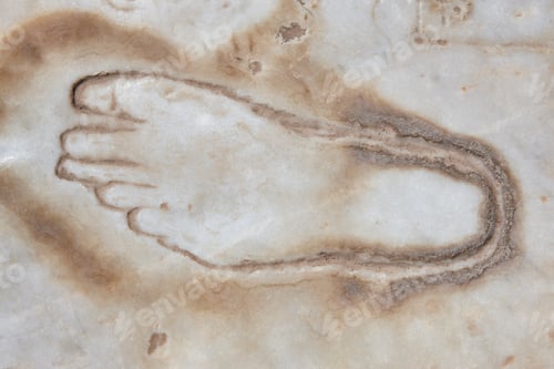 Preview: Ancient footprint on a marble stone in Ephesus. Turkish landmark