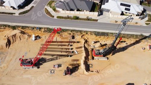 Preview: Aerial view of a rail extension on a sunny day in Butler, USA