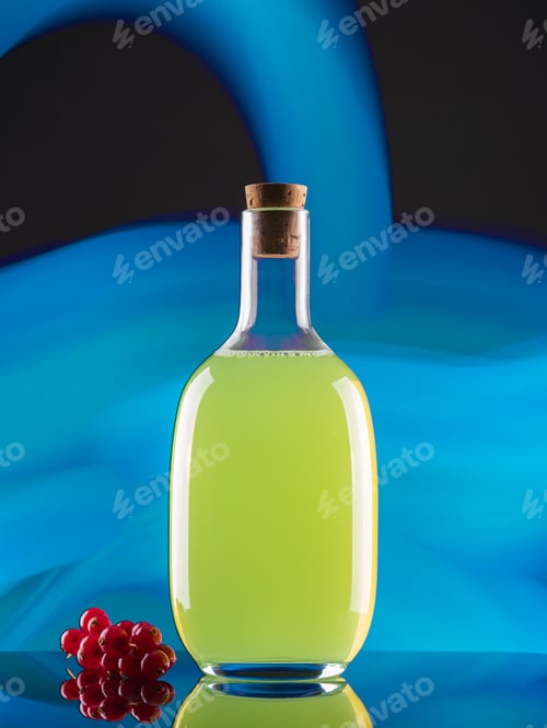 Preview: Bottle with drink near berries