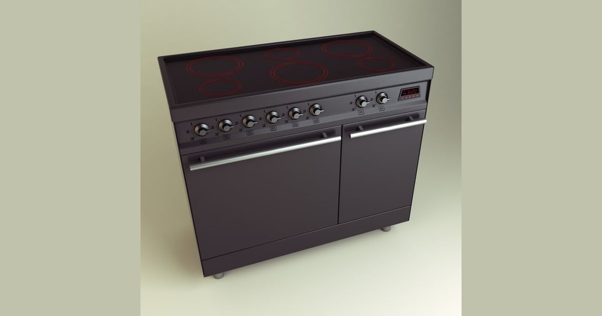 Six-burner electric range with double oven and digital display 3D, Incl ...