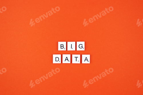 Preview: Big data scrabble letters word on a orange background